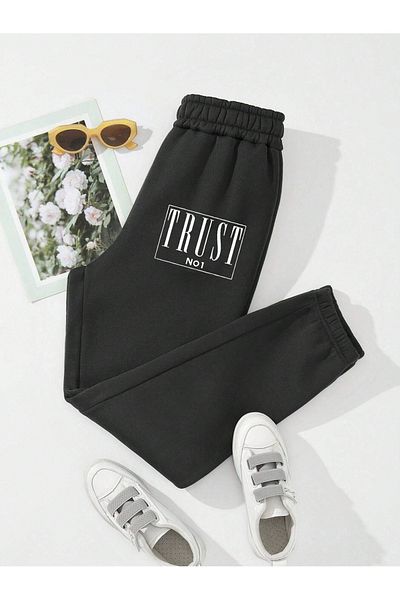 Boi Trust Sweatpants Jogger - Μαύρο εμπριμέ ψηλόμεσο λαστιχένιο πόδι