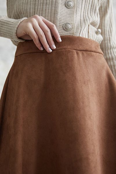 InStyle Fustă din piele întoarsă Elisha - Maro