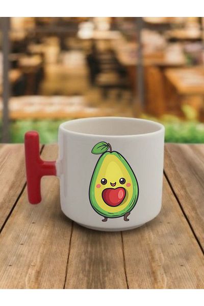 lili hediyelik Avocado Visual Coffee Cup Ceramic Mug - Ceramic Tea, Coffee Gift Cup