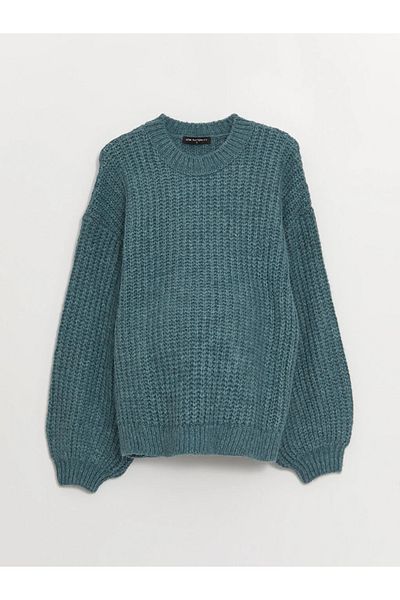 LC Waikiki Maternity Crew Neck Self Patterned Long Sleeve Oversize Maternity Knitwear Sweater