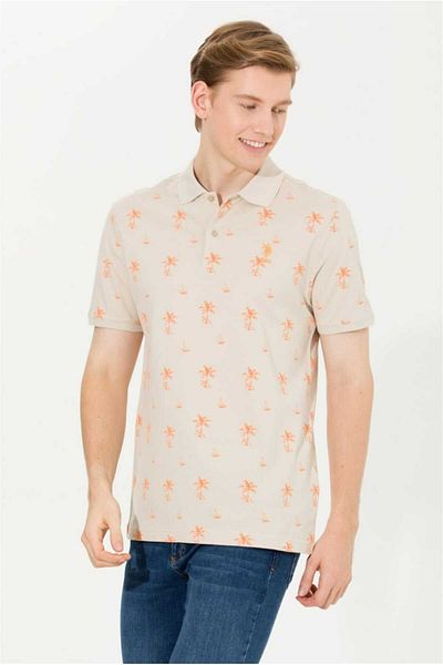 U.S. Polo Assn. Ανδρικό μπλουζάκι πόλο με λαιμόκοψη από πέτρα
