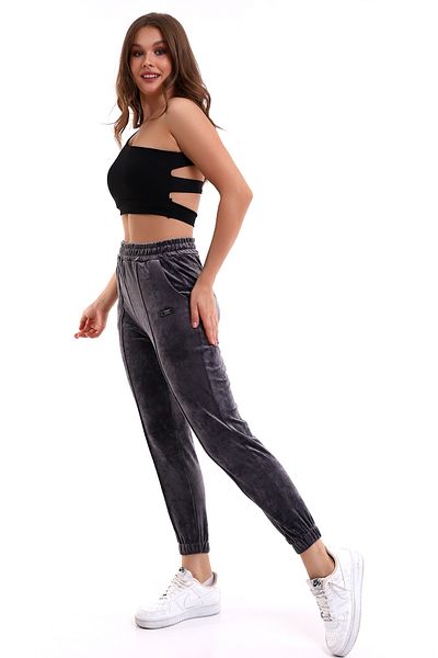 winmoda Γυναικεία βελούδινη φούτερ Jogger Plus Size
