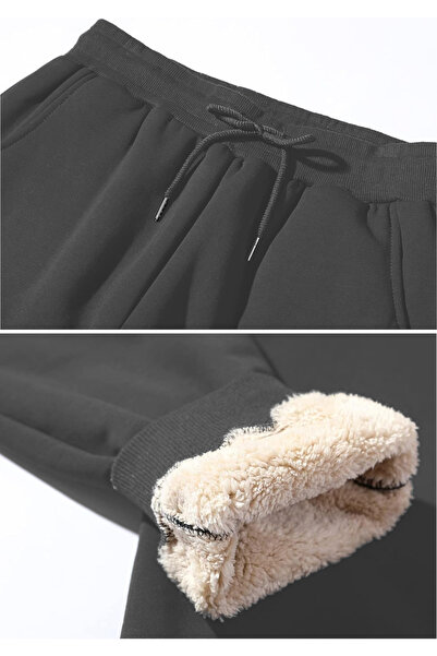 GHASSY CO. Erkek Ultra Termal Kışlık Sherpa Astarlı Aktif Koşu Normal Paça Jogger Eşofman Altı