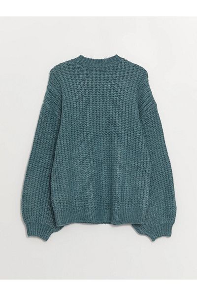 LC Waikiki Maternity Crew Neck Self Patterned Long Sleeve Oversize Maternity Knitwear Sweater
