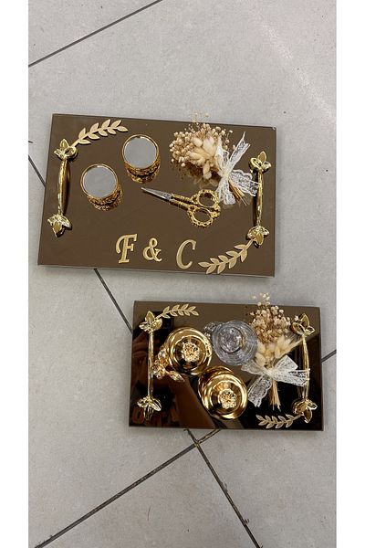 TAK TAK TAKIŞTIR Word Tray Ring Tray Gold Color