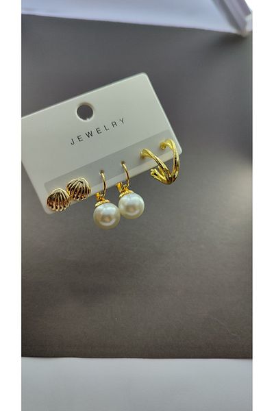 Candy Pearl Patterned Hoop Set Earrings