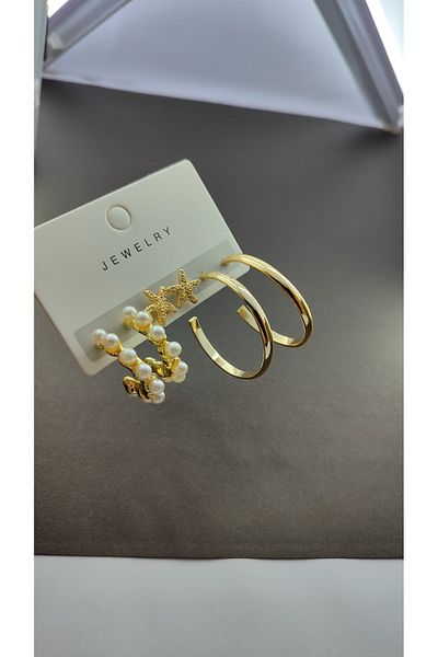 Candy Pearl Hoop Set Earrings