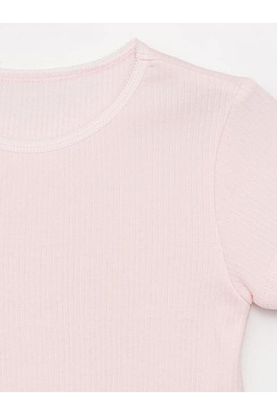 LC Waikiki LCW Kids Crew Neck Self Patterned Short Sleeve Girl's Undershirt