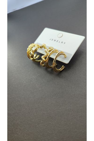 Candy Snake Patterned Twisted Hoop Set Earrings