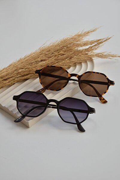 LOOKUP NEW للجنسين النساء الرجال UV400 حماية مربع الخماسي ليوبارد براون النظارات الشمسية