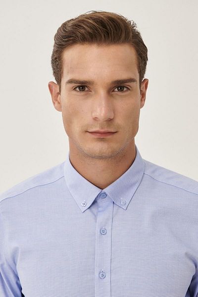 ALTINYILDIZ CLASSICS Altıny Yıldız Classics Men's Light Blue Iron-Free Non-iron Slim Fit Slim Fit Shirt