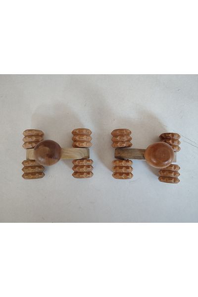 hagiki (2PCS) wooden 4-wheel massager suitable for back shoulder and legs