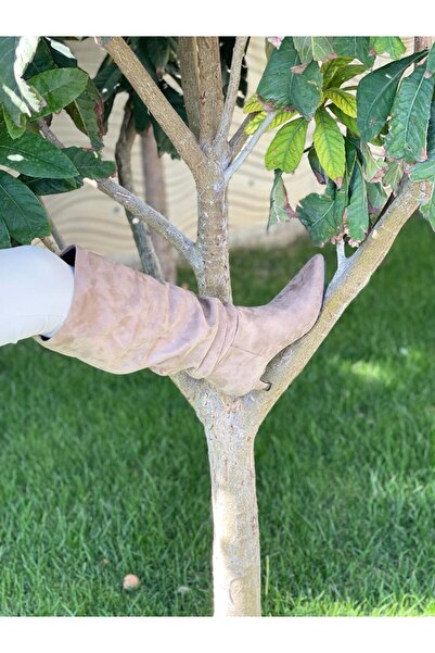 M&B COLLECT VERN Norkové semišové měchové boty na mandlovém podpatku