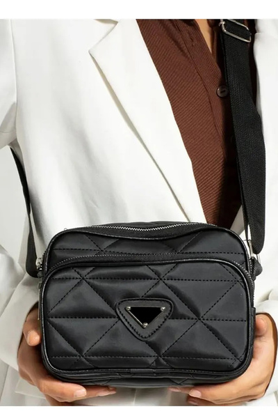 Hanselis Siyah Kapitone Omuz Çantası İki Bölme