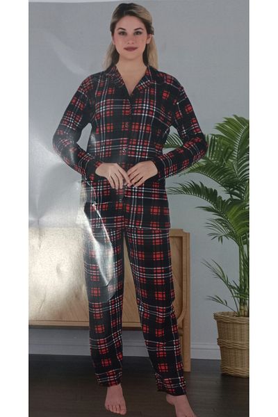 Mimoza Set de pijamale în carouri roșii 1425