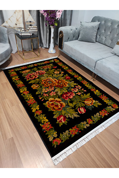 Modern home Karabağ Çiçek Desenli Dijital Baskı Dot/Keçe Salon Halısı Makinad...
