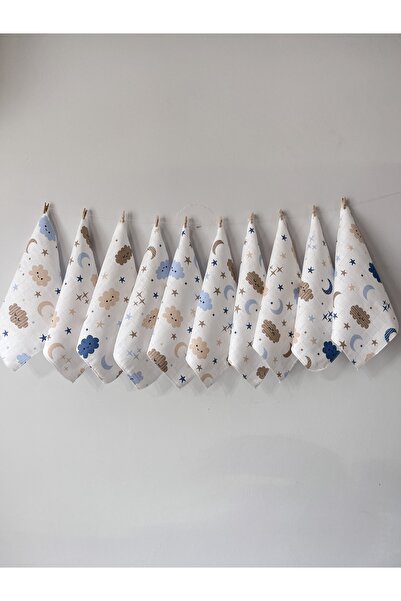 runbaby 10 Adet Run Baby Müslin Kumaş Bebek Ağız Mendili & Ter Bezi Bulut - 2...