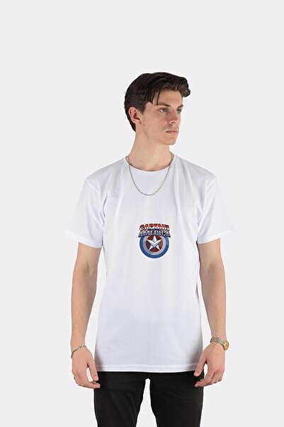 DOT تي شيرت للجنسين بشعار كابتن أمريكا