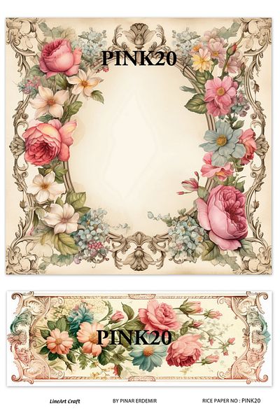 LİNEART Brass Decopage Paper LineArt - LA-PINK20