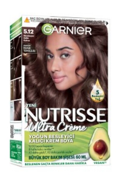 Garnier ( 2 ADET ) Garnier Nutrisse Ultra Creme 5.12 Büyüleyici Küllü Kahve ( KÜÇÜK KOLONYA HEDİYE )