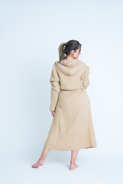 Natural 4 Layer Unisex Muslin Bathrobe - Hooded