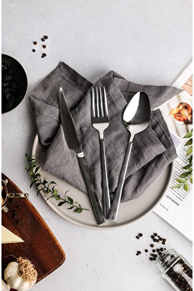 KHAKMA 18 Piece Diamond Steel Fork Knife Spoon Set for 6 People PIR3LÜ6K18P