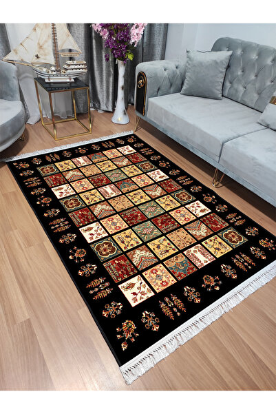 Modern home Etnik Çiçek Motifli Dijital Baskı Dot/Keçe Salon Halısı Makinada ...