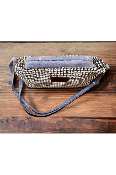 Nuggita Hidden Scholarship Clutch Hand / Shoulder Bag Light Blue with Houndstooth Pattern