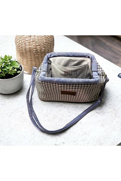 Nuggita Hidden Scholarship Clutch Hand / Shoulder Bag Light Blue with Houndstooth Pattern