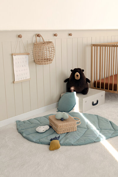 Dear Deer Love Oyun Halısı - Teal Leaf - Yaprak Minder