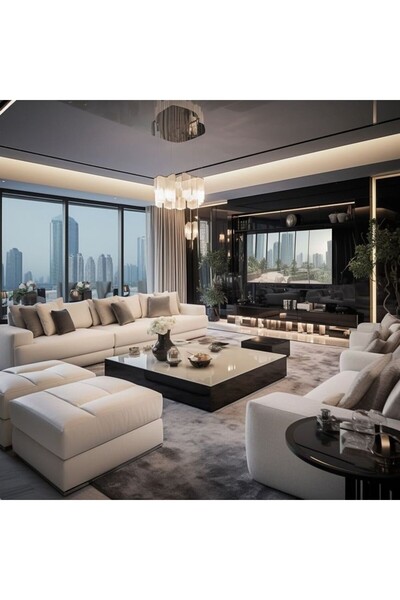 LUXURY VİLLA LUXURY YANLARI SİYAH CAMLI ÜSTÜ BEYAZ CAMLI TEKERLEKLİ ORTA SEHP...