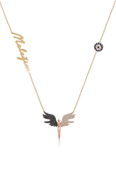 Sinsirella 925 Ayar Gümüş Rose Kaplama Nazar Boncuklu Siyah Beyaz Taşlı Mikai...