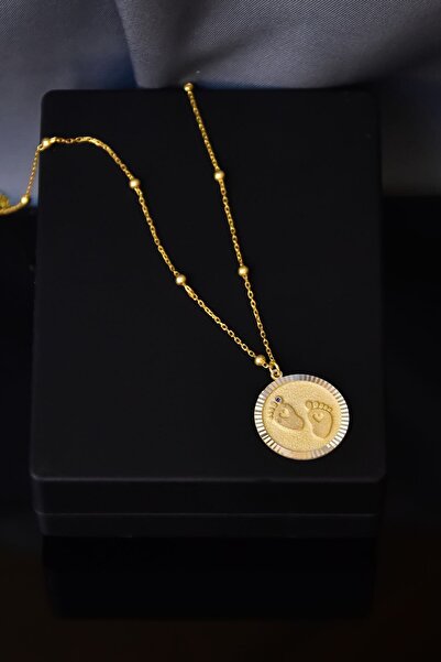 Sinsirella 925 Ayar Gümüş Gold Kaplama Top Zincirli Mor Taşlı Bebek Ayak Izi ...