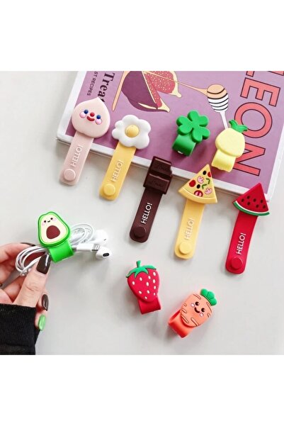 eaksesuarnet Figürlü Sevimli Şarj Kablo Düzenleyici Sarma Aparatı kabloaparati Ananas