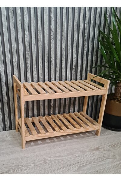 EGN WOODS Suport pantofi din lemn 2 piese, raft organizator baie, suport pent...