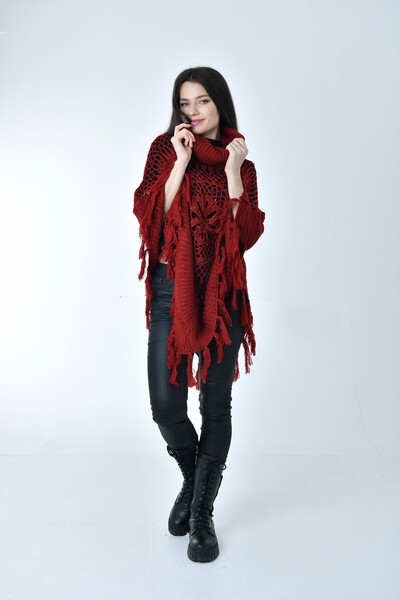 Gezgin tekstil ve aksesuar panço delikli püsküllü