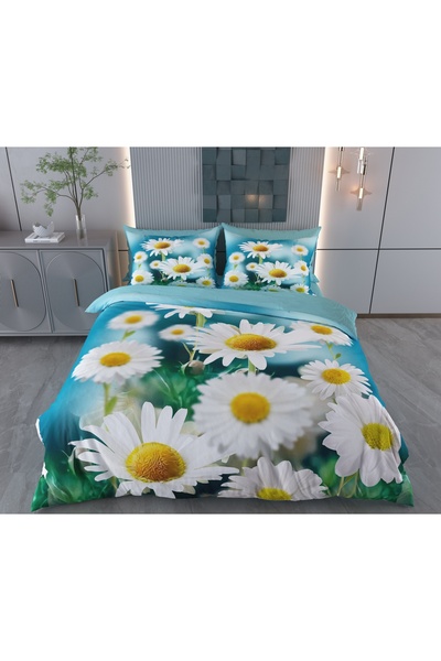 BEYZADE HOME 3D Double Daisy Duvet Cover Set - 6 Pieces