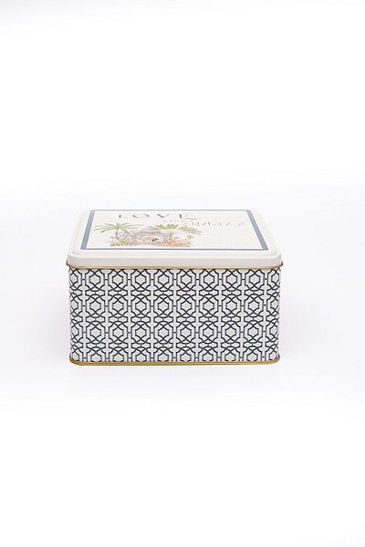 EVLE Er028-2g Forrest Gray Patterned Square Metal Storage Container 20x20 Cm
