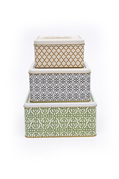 EVLE Forrest Desenli Metal Saklama Kabı, Organizer Kutu, Makyaj Organizeri Erb13u3