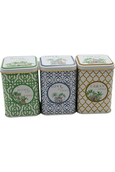 EVLE Erb25u3 Square Metal Storage Container 87x87x125, Set of 3, Forrest