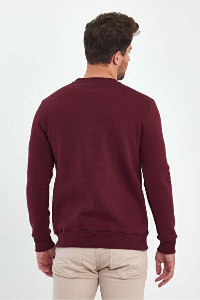 EXPLODE - Erkek Bordo 3 İplik Şardonlu Sweatshirt