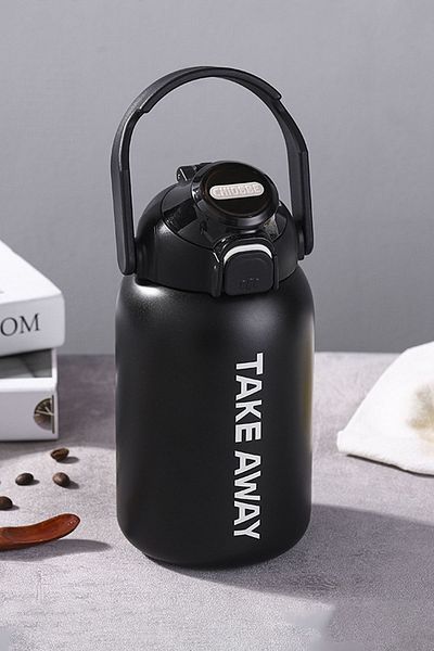 Weather Forecast 304 L Steel Black 850 ml Water Bottle with Carrying Apparatus and Straw Water Bottle cin475sy