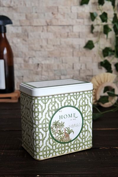 EVLE Er205-8I Forrest Green Home Patterned Square Metal Storage Container 8 X 12 cm