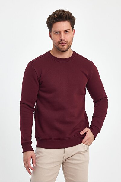 EXPLODE - Erkek Bordo 3 İplik Şardonlu Sweatshirt