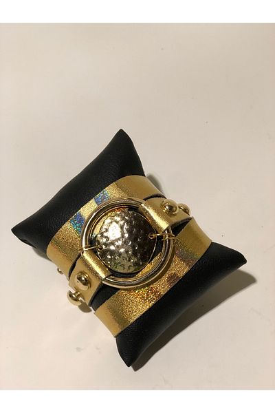 AGG TASARIM Gold Tied Long Leather Bracelet
