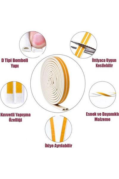 yunuskayatek Door Window Tape Wick Adhesive Cold Insulation Tape 3x2=6 Meters (White) Ideal Size for 1 Door