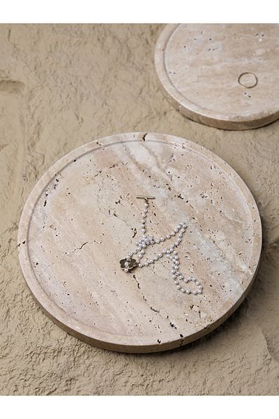Sümeyra Marble Art Airy - Natural Travertine Presentation Tray | 28cm |