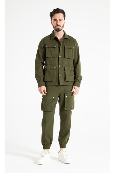 RUBYSTARS Erkek Rahat Çift Kargo Cepli Paçası Lastikli Gabardin Pantolon 4350