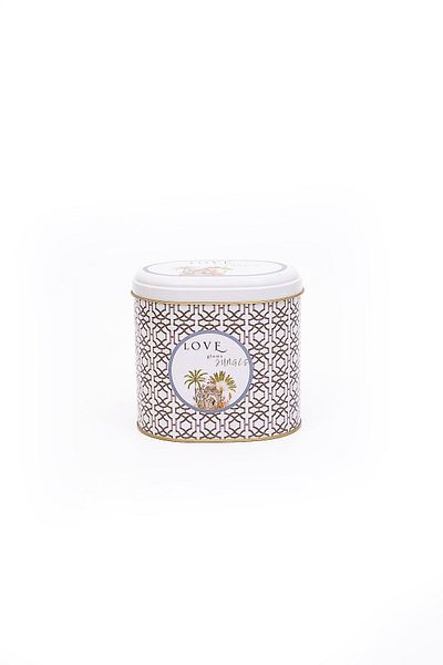 EVLE Er004-6ı Forrest Gray Love Patterned Oval Metal Storage Container 11x15 Cm
