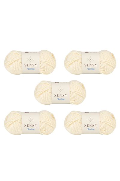 SENSY Roving Hand Knitting Thread 5 Pieces Scarf Beanie Thread Sweater Poncho Thread Cardigan Thread Knitting Thread